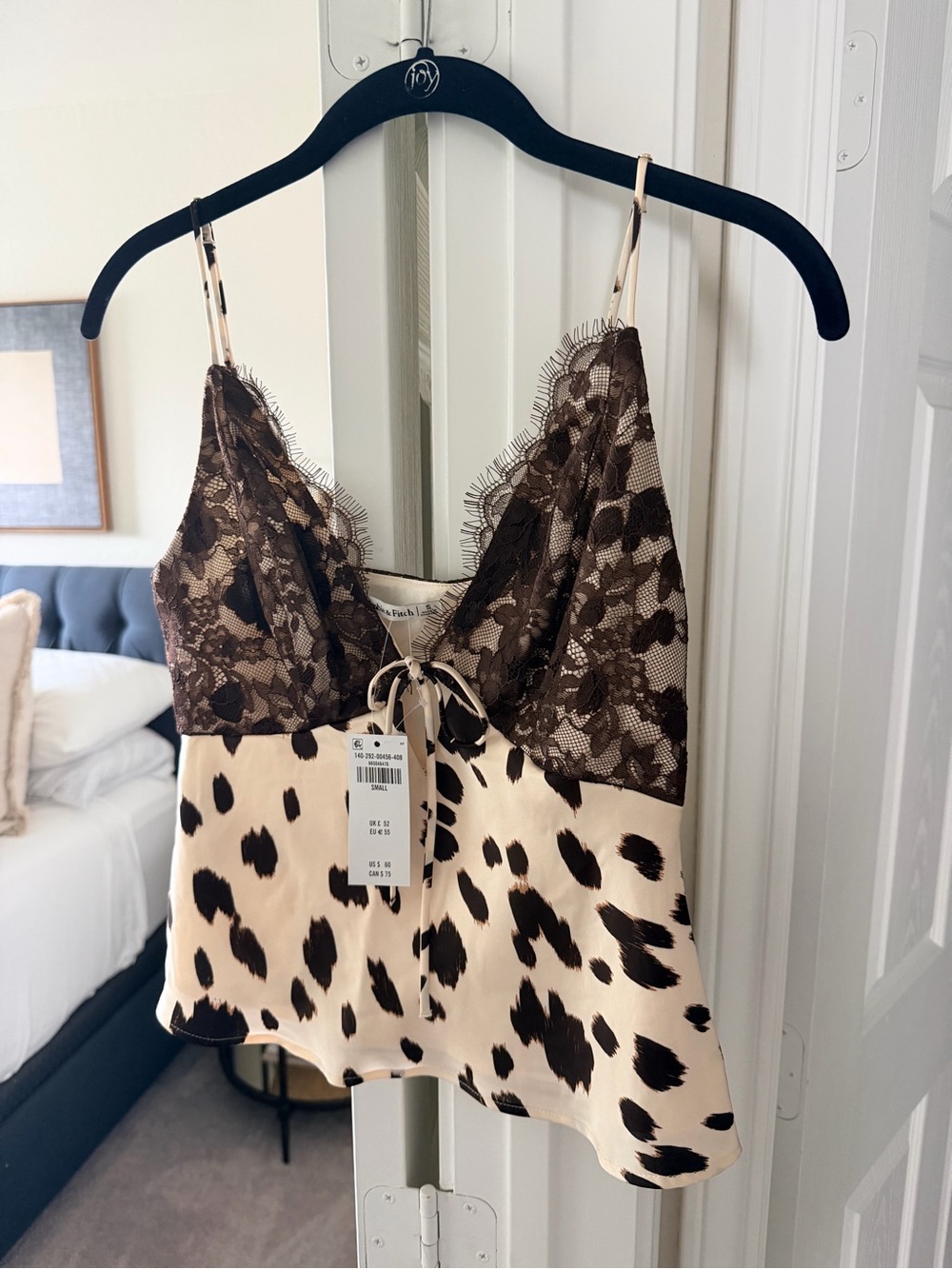 Abercrombie Silk Lace Cow-Print Camisole Top - Picture 2 of 4